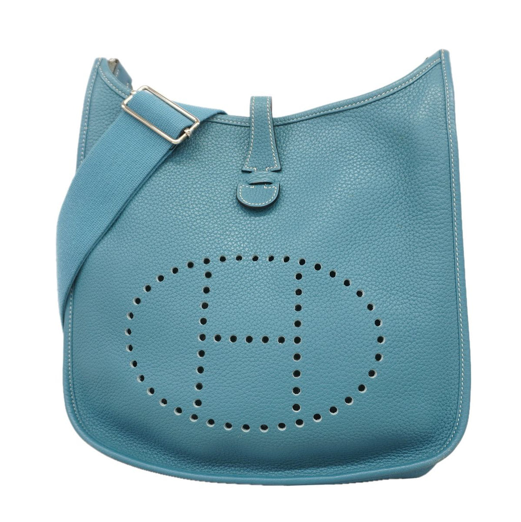 Hermes Shoulder Bag Evelyne Taurillon Clemence Blue Jean Silver