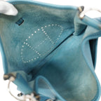 Hermes Shoulder Bag Evelyne Taurillon Clemence Blue Jean Silver — view 4