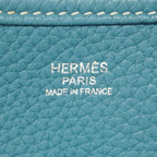 Hermes Shoulder Bag Evelyne Taurillon Clemence Blue Jean Silver — view 5