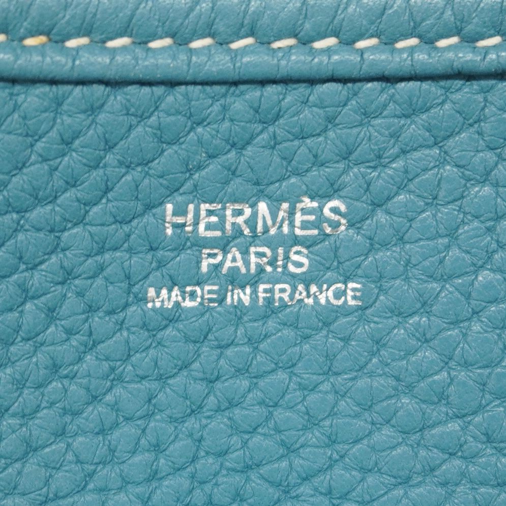 Hermes Shoulder Bag Evelyne Taurillon Clemence Blue Jean Silver — view 5