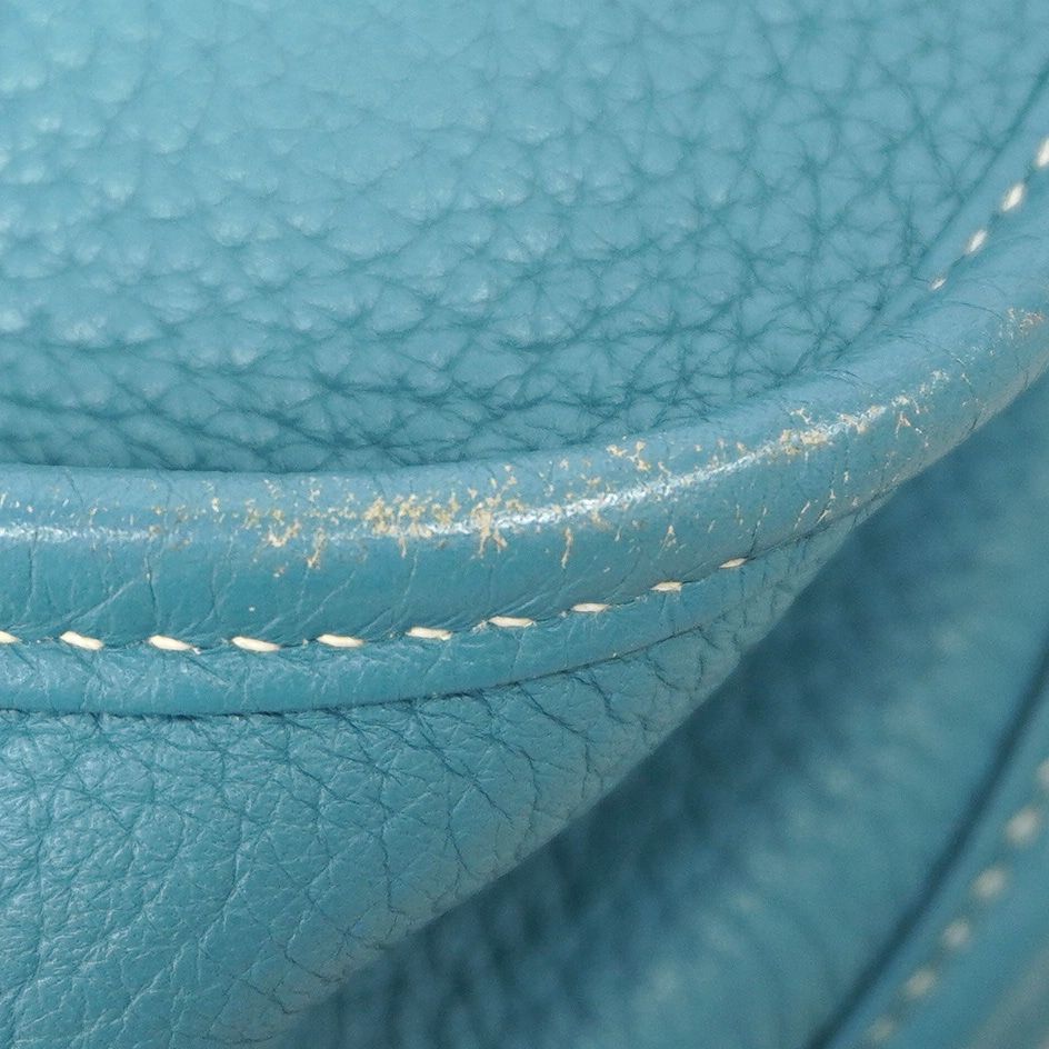 Hermes Shoulder Bag Evelyne Taurillon Clemence Blue Jean Silver — view 6