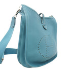 Hermes Shoulder Bag Evelyne Taurillon Clemence Blue Jean Silver — view 2