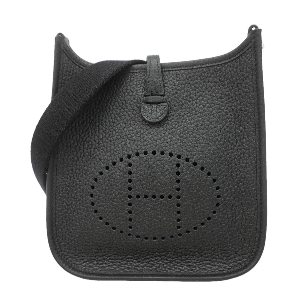 Hermes Shoulder Bag Evelyne TPM Taurillon Clemence Black Silver
