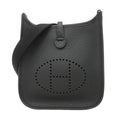 Hermes Shoulder Bag Evelyne TPM Taurillon Clemence Black Silver