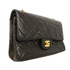 Chanel Shoulder Bag Quilted Lambskin Black Gold — view 2