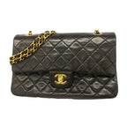 Chanel Shoulder Bag Quilted Lambskin Black Gold