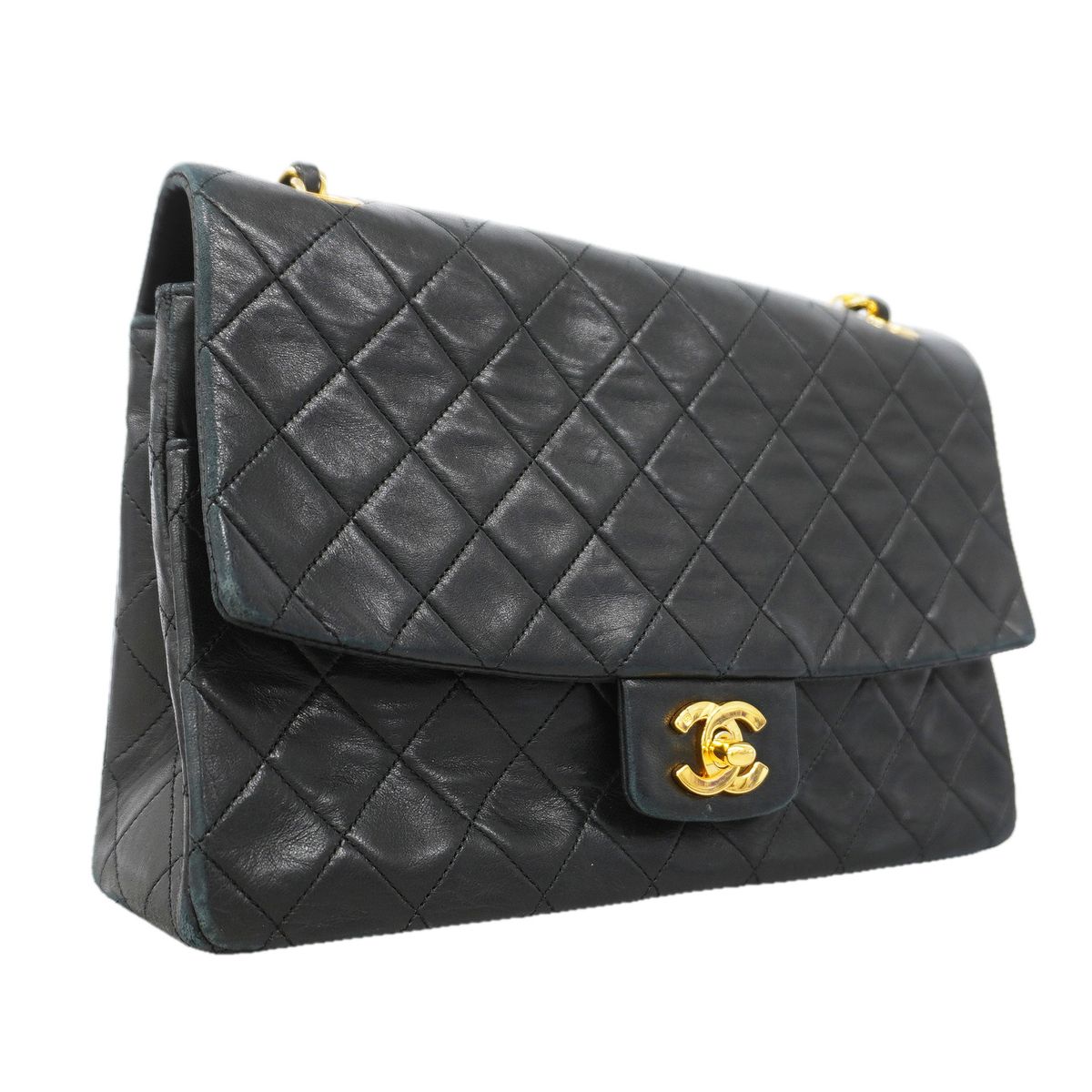 Chanel Shoulder Bag Quilted Lambskin Black Gold — view 2