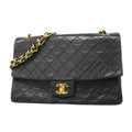 Chanel Shoulder Bag Quilted Lambskin Black Gold