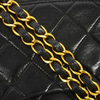 Chanel Shoulder Bag Quilted Lambskin Black Gold — view 8