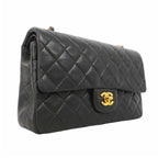 Chanel Shoulder Bag Quilted Lambskin Black Gold — view 2