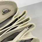 Chanel Shoulder Bag Caviar Leather White Silver — view 6