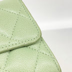 Chanel Wallet Quilted Caviar Leather Green Champagne Gold — view 7
