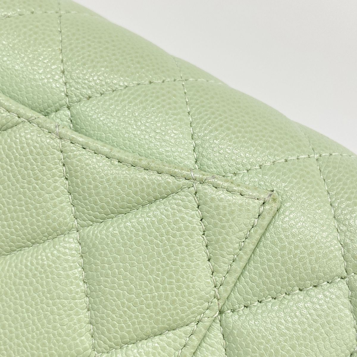 Chanel Wallet Quilted Caviar Leather Green Champagne Gold — view 8