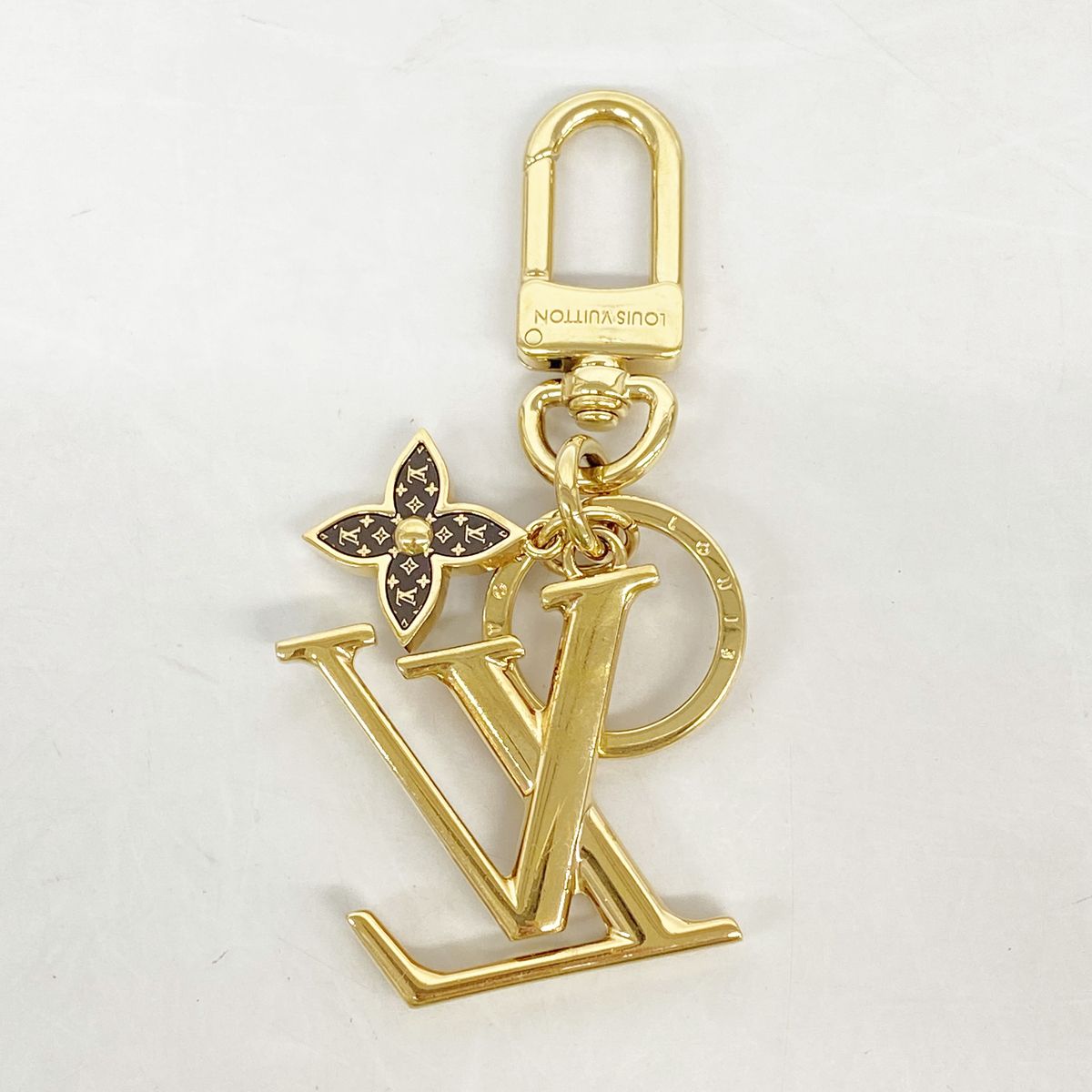 Louis Vuitton Key Holder Charm LV Iconic Gold Dark Brown — view 6