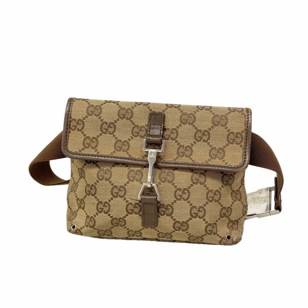 Gucci Waist Bag GG Canvas Brown Silver