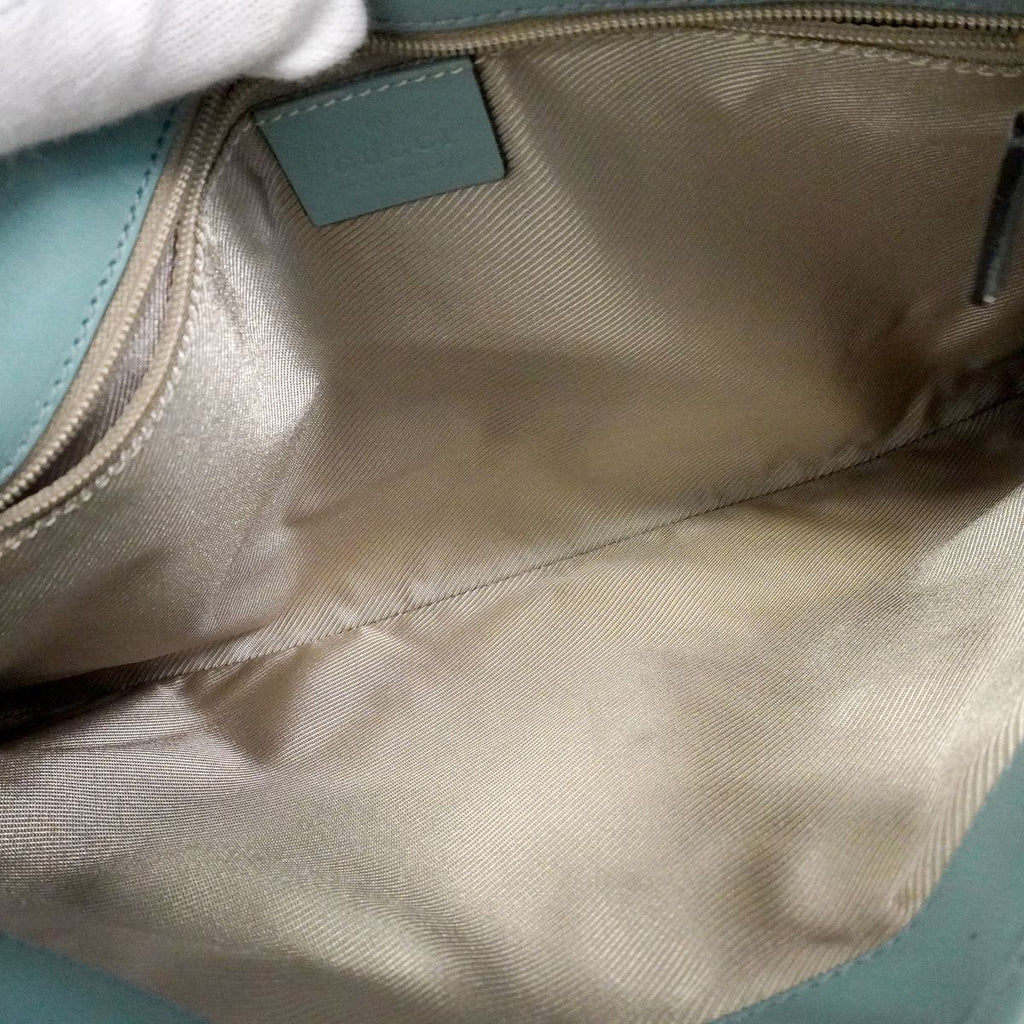 Gucci Shoulder Bag Suede Light Green Champagne Gold — view 4