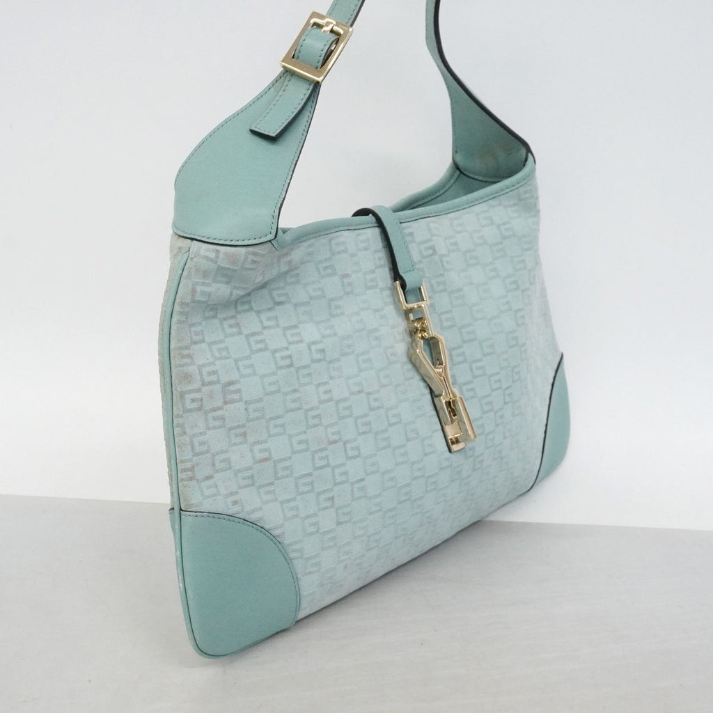 Gucci Shoulder Bag Suede Light Green Champagne Gold — view 2