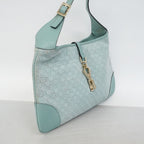 Gucci Shoulder Bag Suede Light Green Champagne Gold — view 2