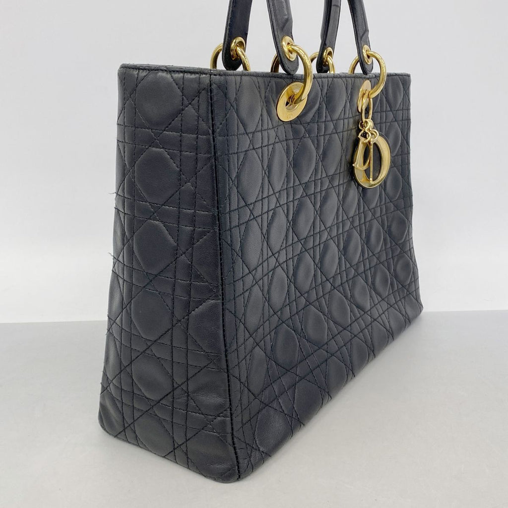 Dior Handbag Cannage Lady Leather Black Gold — view 2