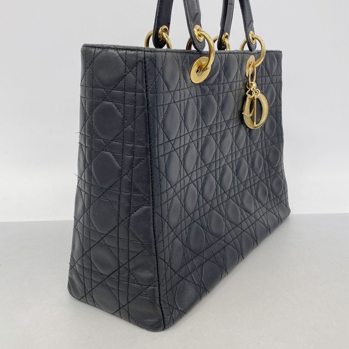 Dior Handbag Cannage Lady Leather Black Gold — view 2