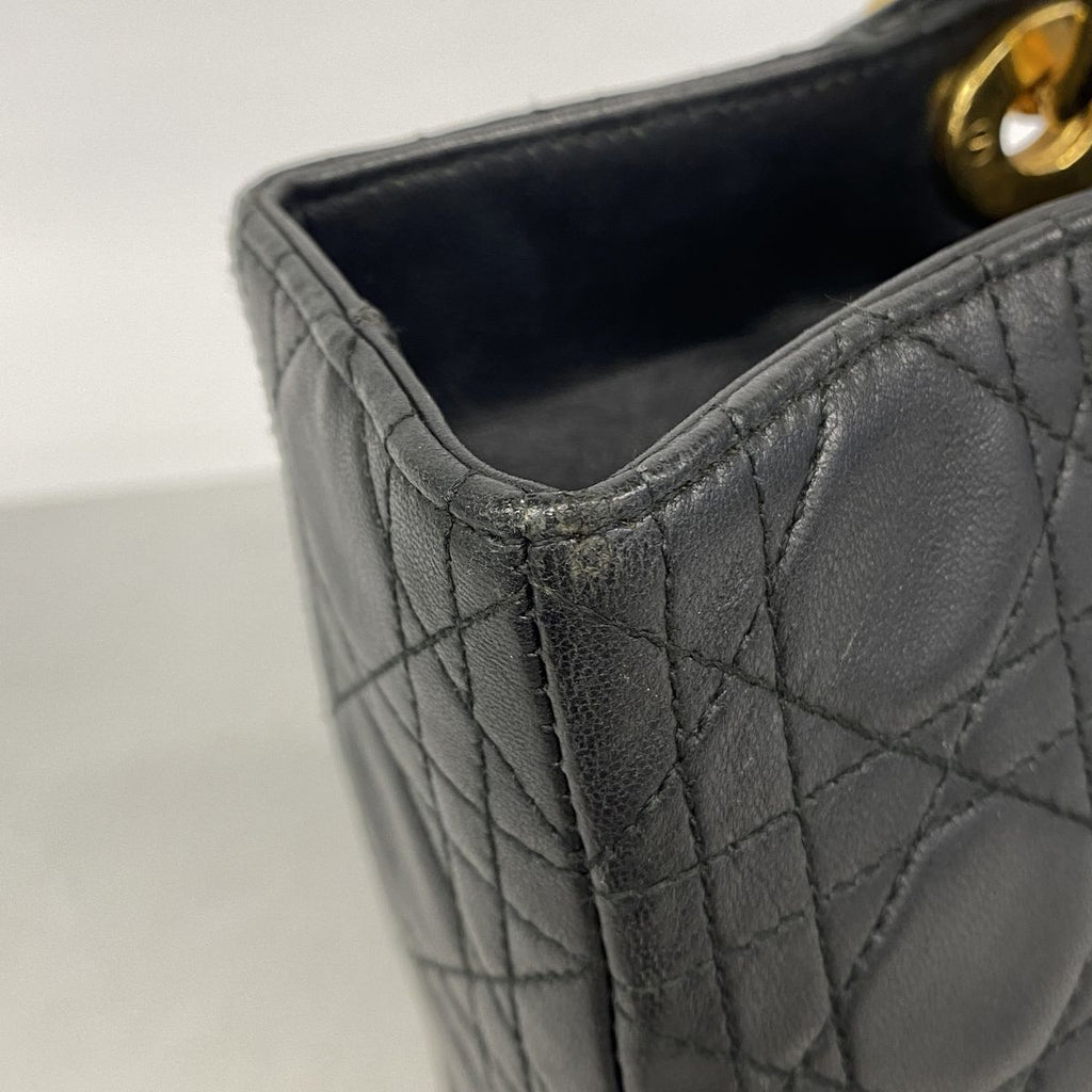 Dior Handbag Cannage Lady Leather Black Gold — view 7