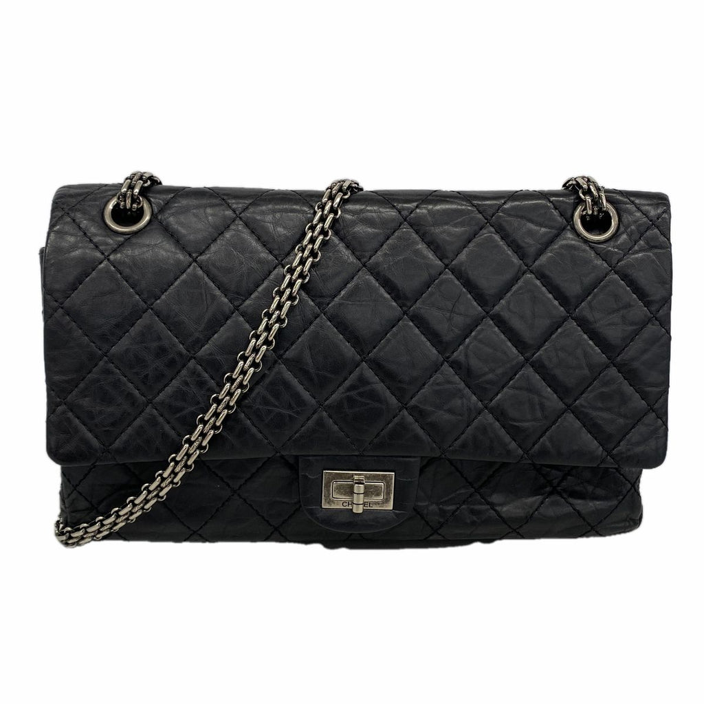 Chanel Shoulder Bag 2.55 Calfskin Black Silver