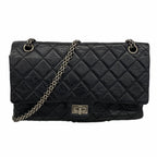 Chanel Shoulder Bag 2.55 Calfskin Black Silver