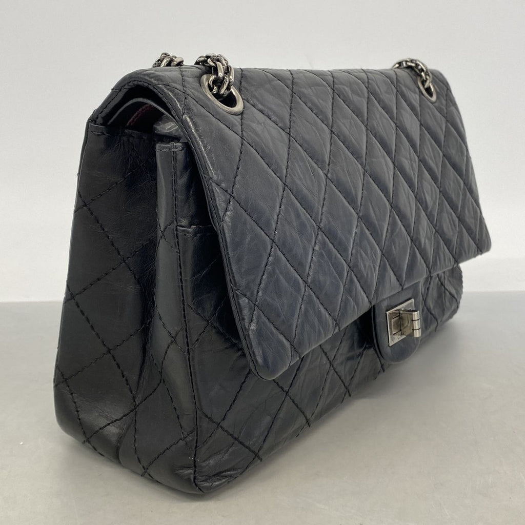 Chanel Shoulder Bag 2.55 Calfskin Black Silver — view 2