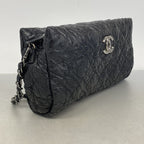 Chanel Shoulder Bag Camellia Leather Black Silver — view 2
