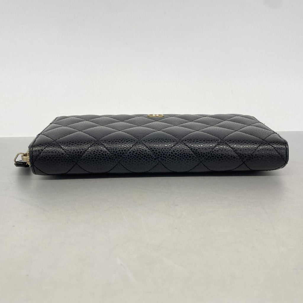 Chanel Wallet Quilted Caviar Leather Black Gold — view 2