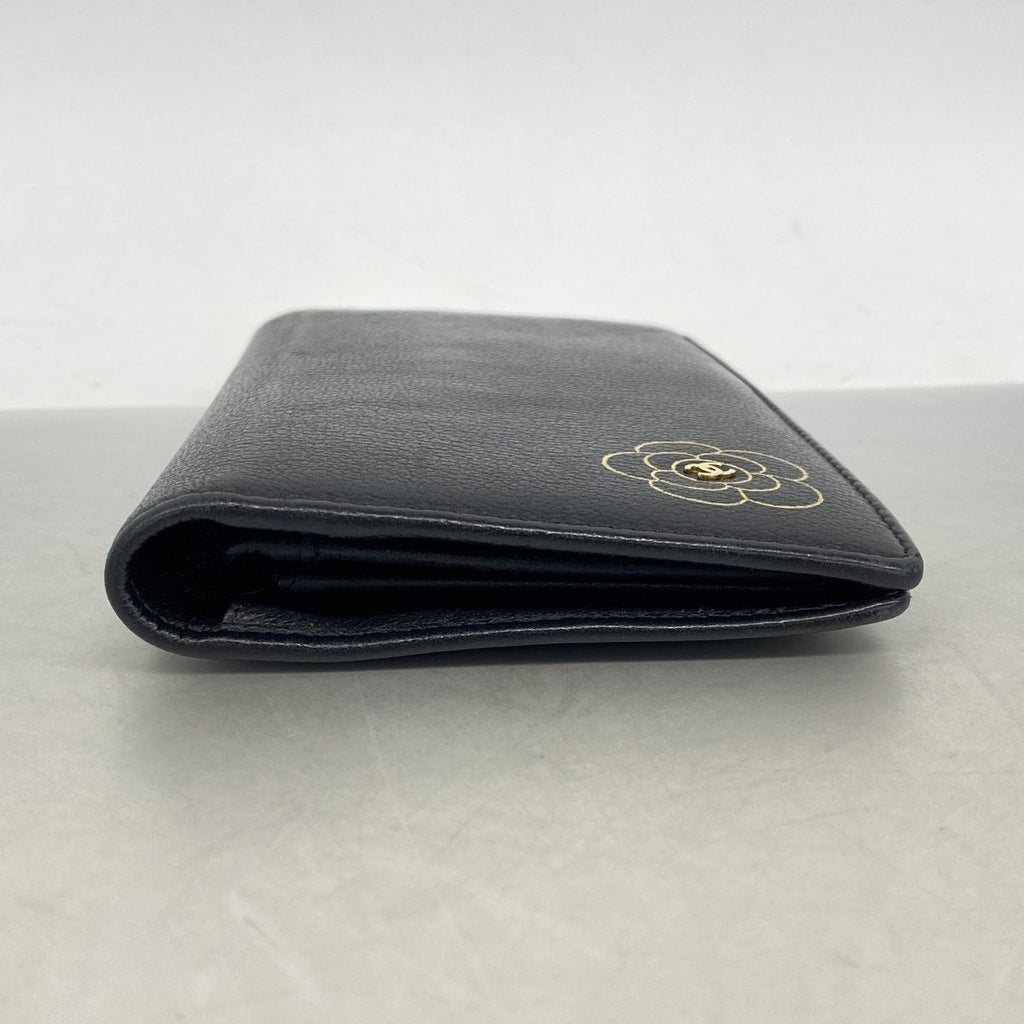Chanel Wallet Camellia Leather Black Gold — view 2