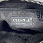 Chanel Shoulder Bag Canvas Beige Black Silver — view 5