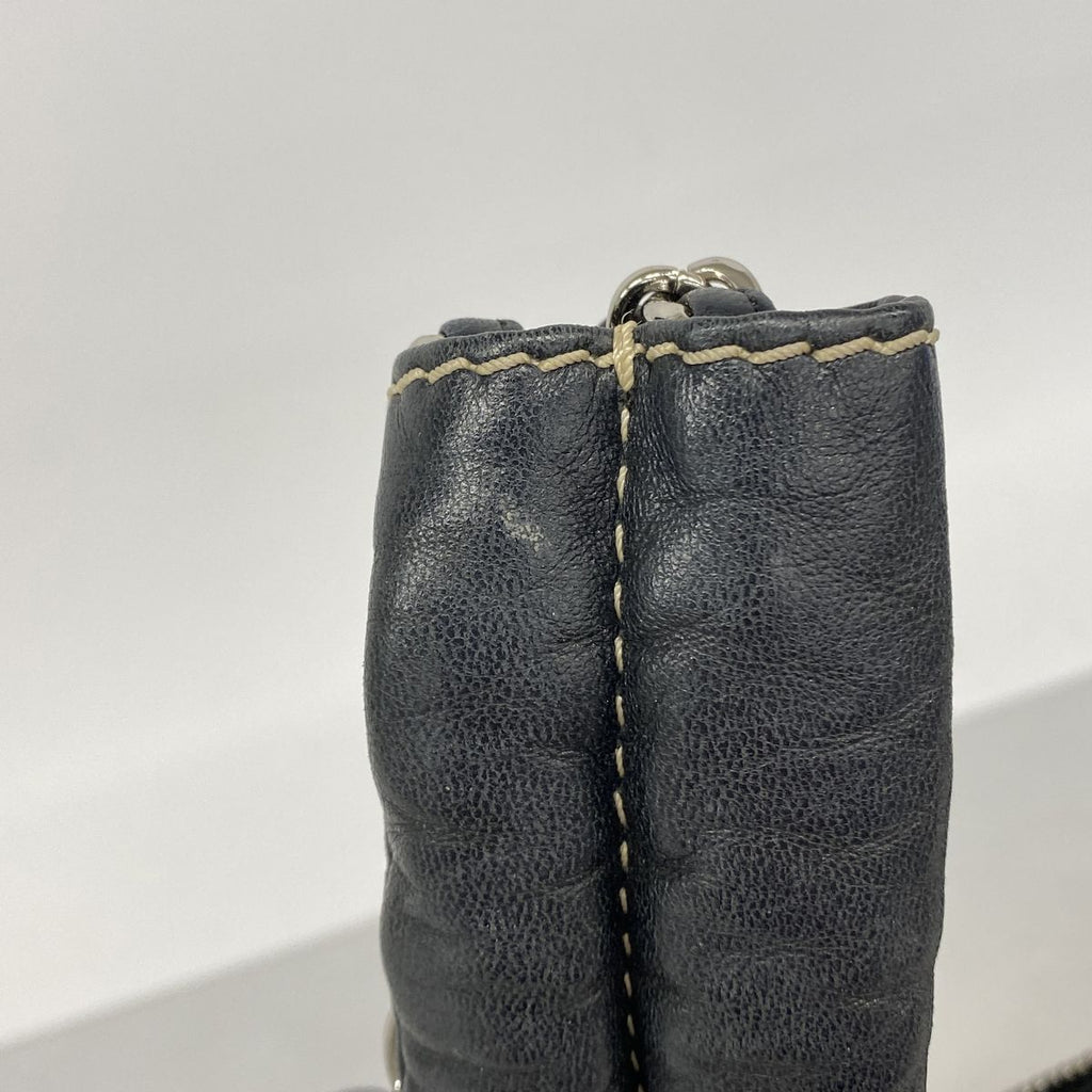 Chanel Shoulder Bag Canvas Beige Black Silver — view 8