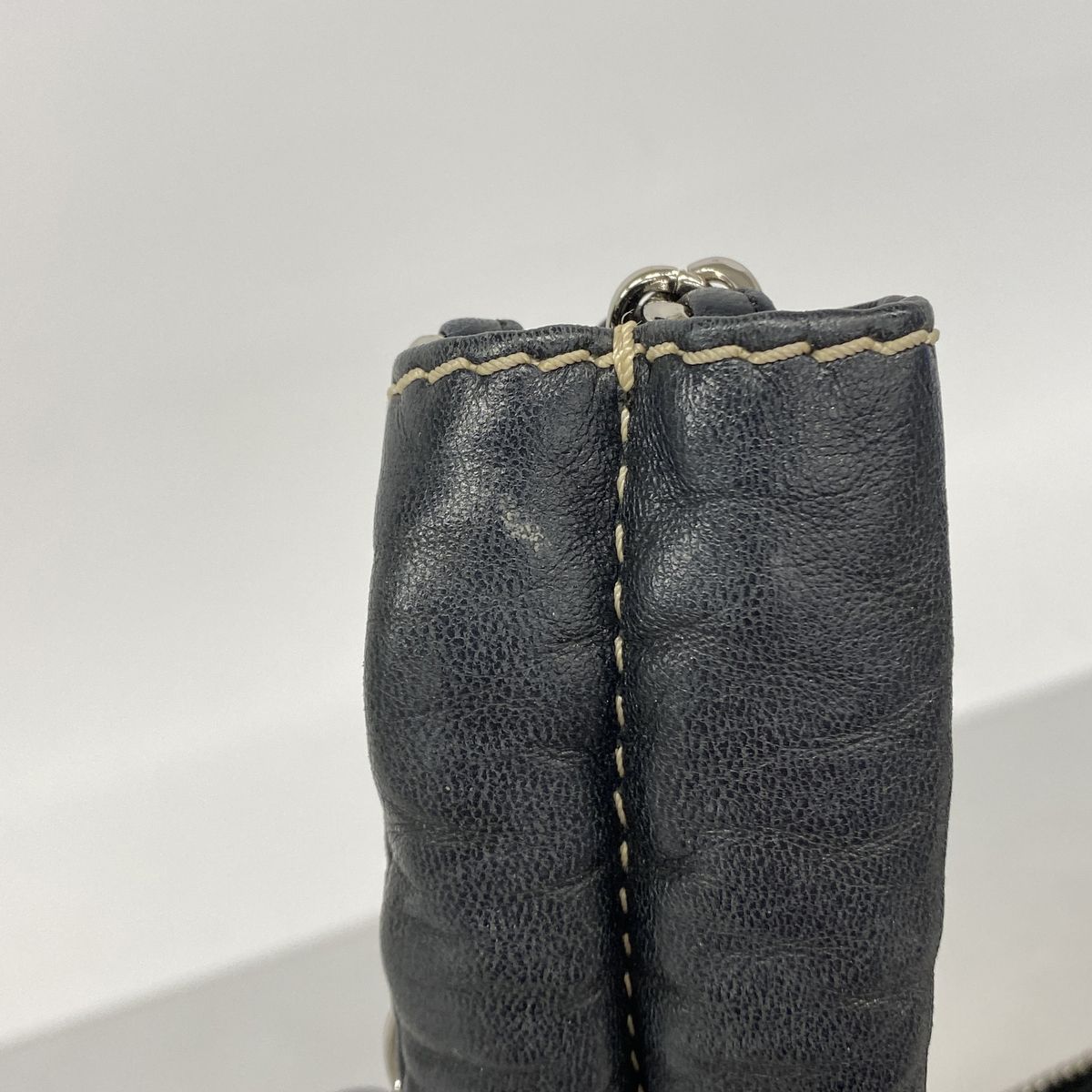Chanel Shoulder Bag Canvas Beige Black Silver — view 8