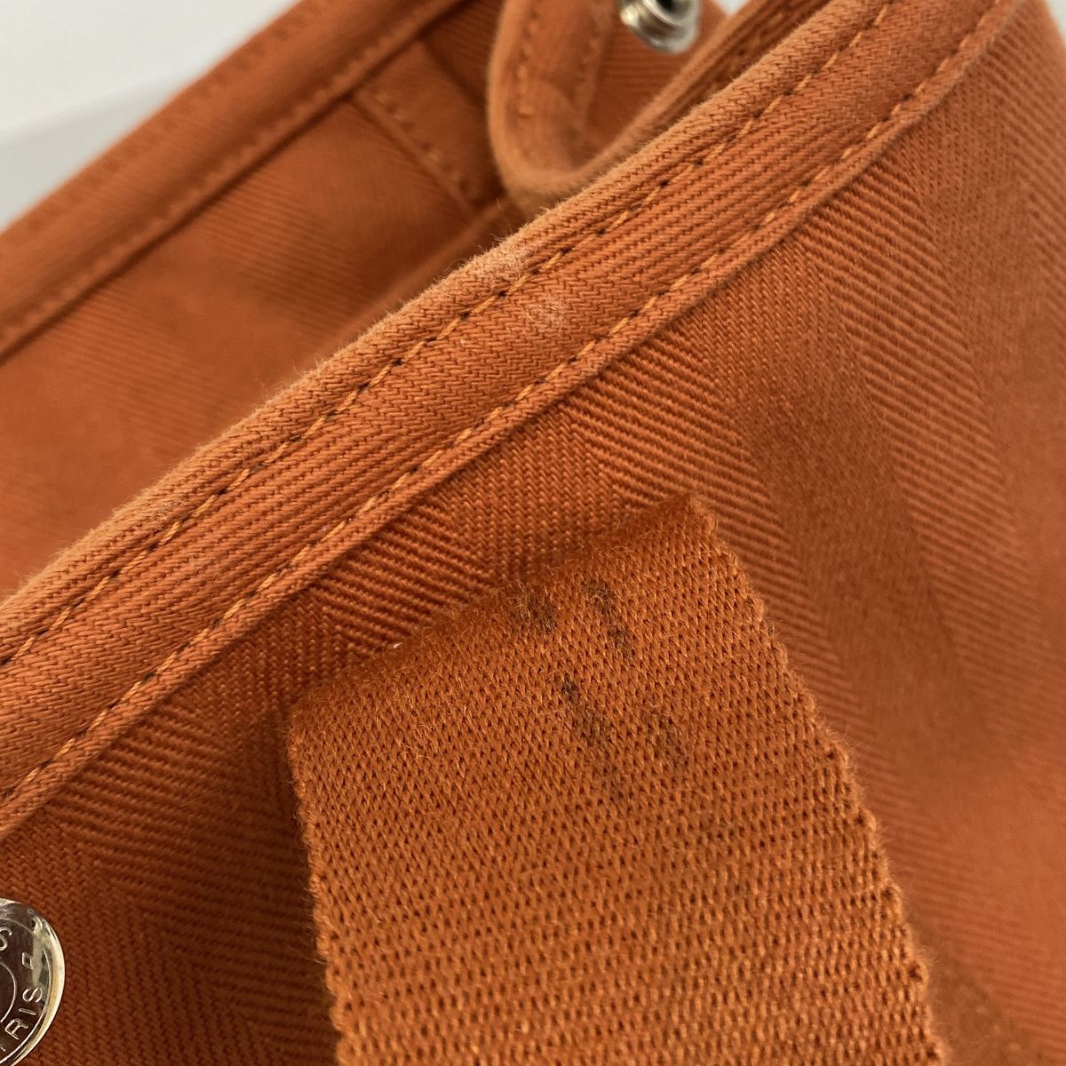 Hermes Tote Bag Valparaiso PM Toile Chevron Orange Silver — view 8