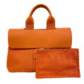 Hermes Tote Bag Valparaiso PM Toile Chevron Orange Silver
