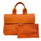 Hermes Tote Bag Valparaiso PM Toile Chevron Orange Silver