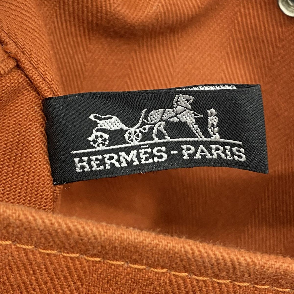 Hermes Tote Bag Valparaiso PM Toile Chevron Orange Silver — view 5