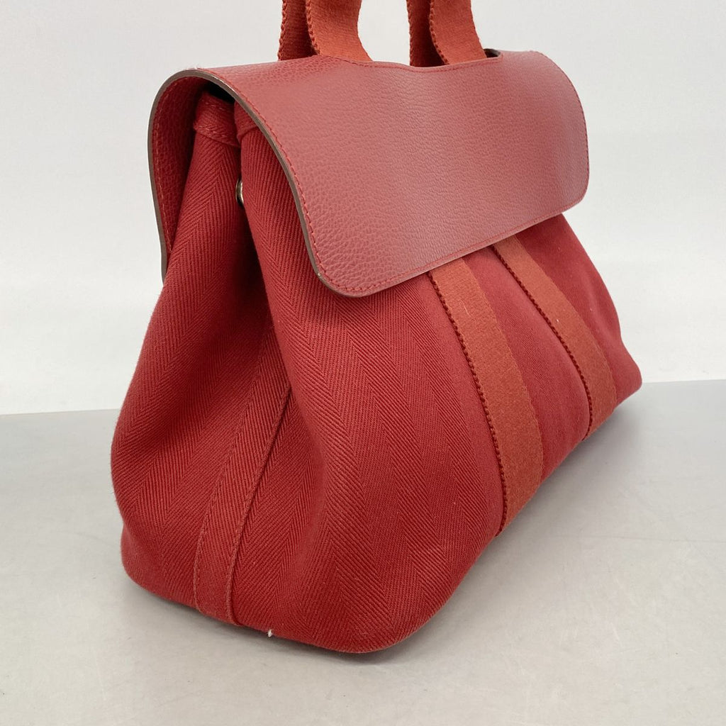 Hermes Tote Bag Valparaiso PM Toile Chevron Red Silver — view 2