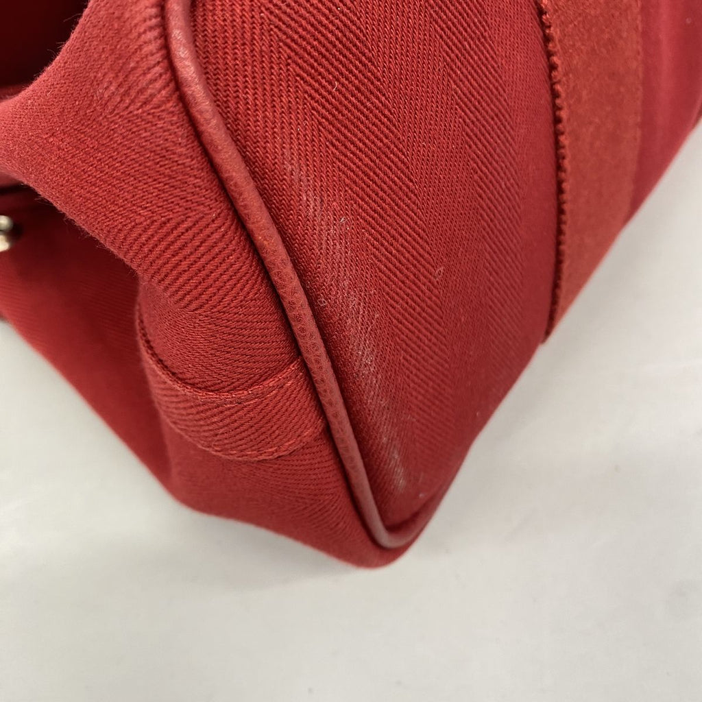 Hermes Tote Bag Valparaiso PM Toile Chevron Red Silver — view 7