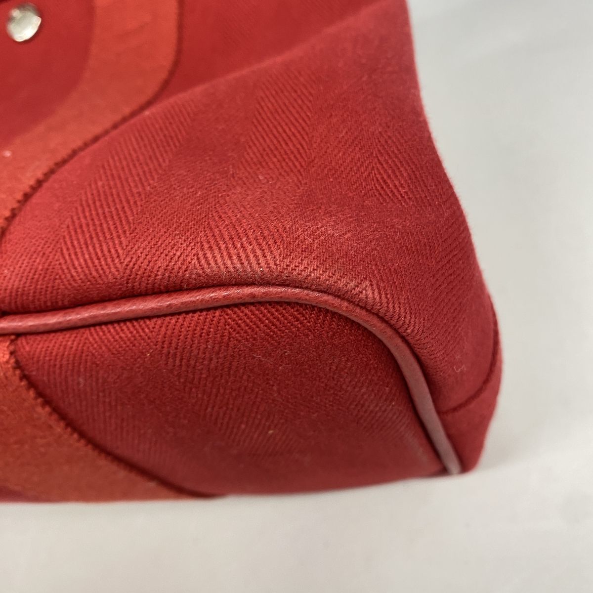 Hermes Tote Bag Valparaiso PM Toile Chevron Red Silver — view 8