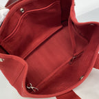 Hermes Tote Bag Valparaiso PM Toile Chevron Red Silver — view 4