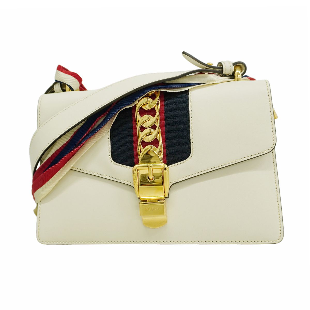 Gucci Shoulder Bag Sherry Line Leather Ivory Gold