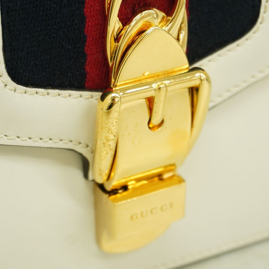 Gucci Shoulder Bag Sherry Line Leather Ivory Gold — view 7