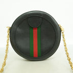 Gucci Shoulder Bag Ophidia Leather Black Gold — view 8