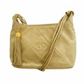Chanel Shoulder Bag Quilted Lambskin Beige Gold