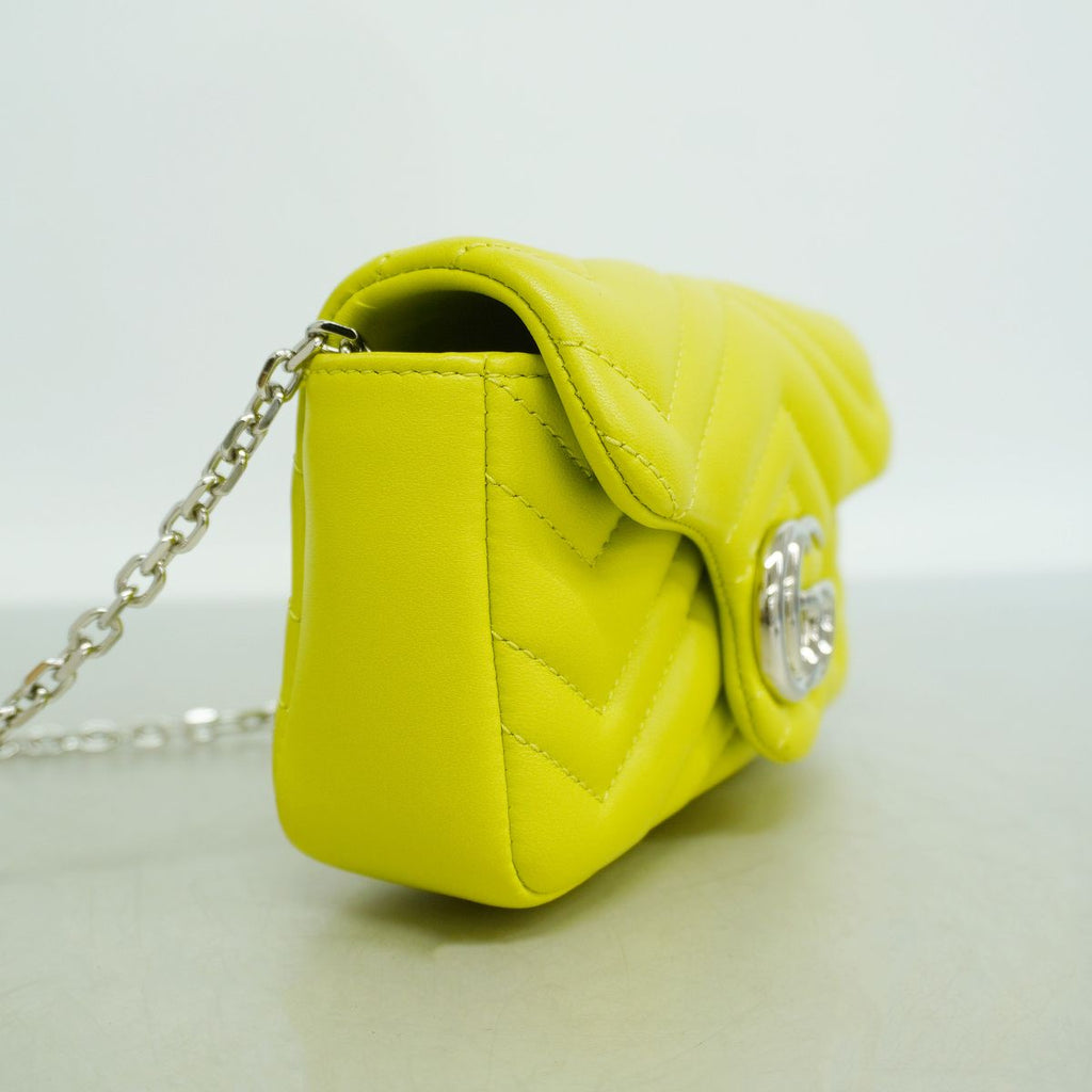 Gucci Shoulder Bag GG Marmont Leather Green Silver — view 2