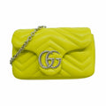 Gucci Shoulder Bag GG Marmont Leather Green Silver