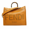 Fendi Tote Bag Sunshine Leather Brown Gold 2-Way