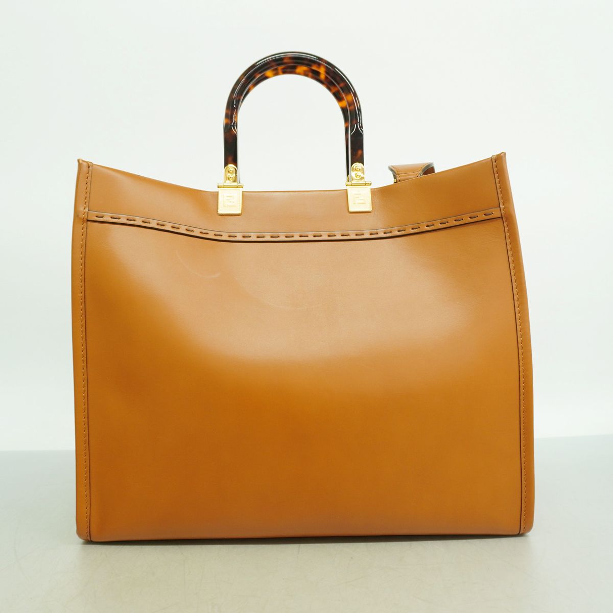 Fendi Tote Bag Sunshine Leather Brown Gold 2-Way — view 8